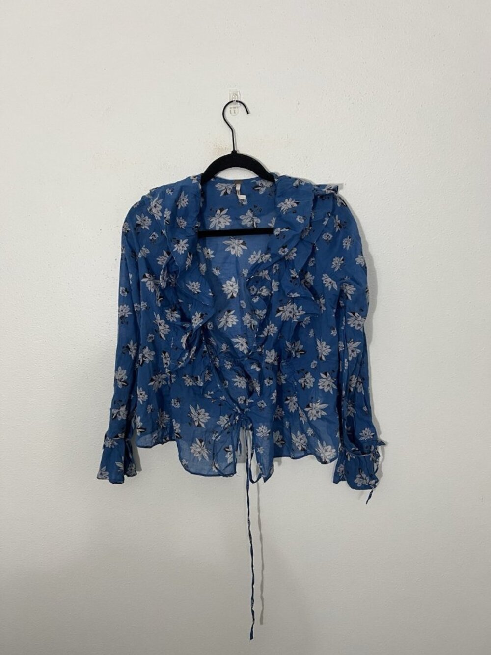 Free People Amanda Ruffle Top In Cool Combo Size XS